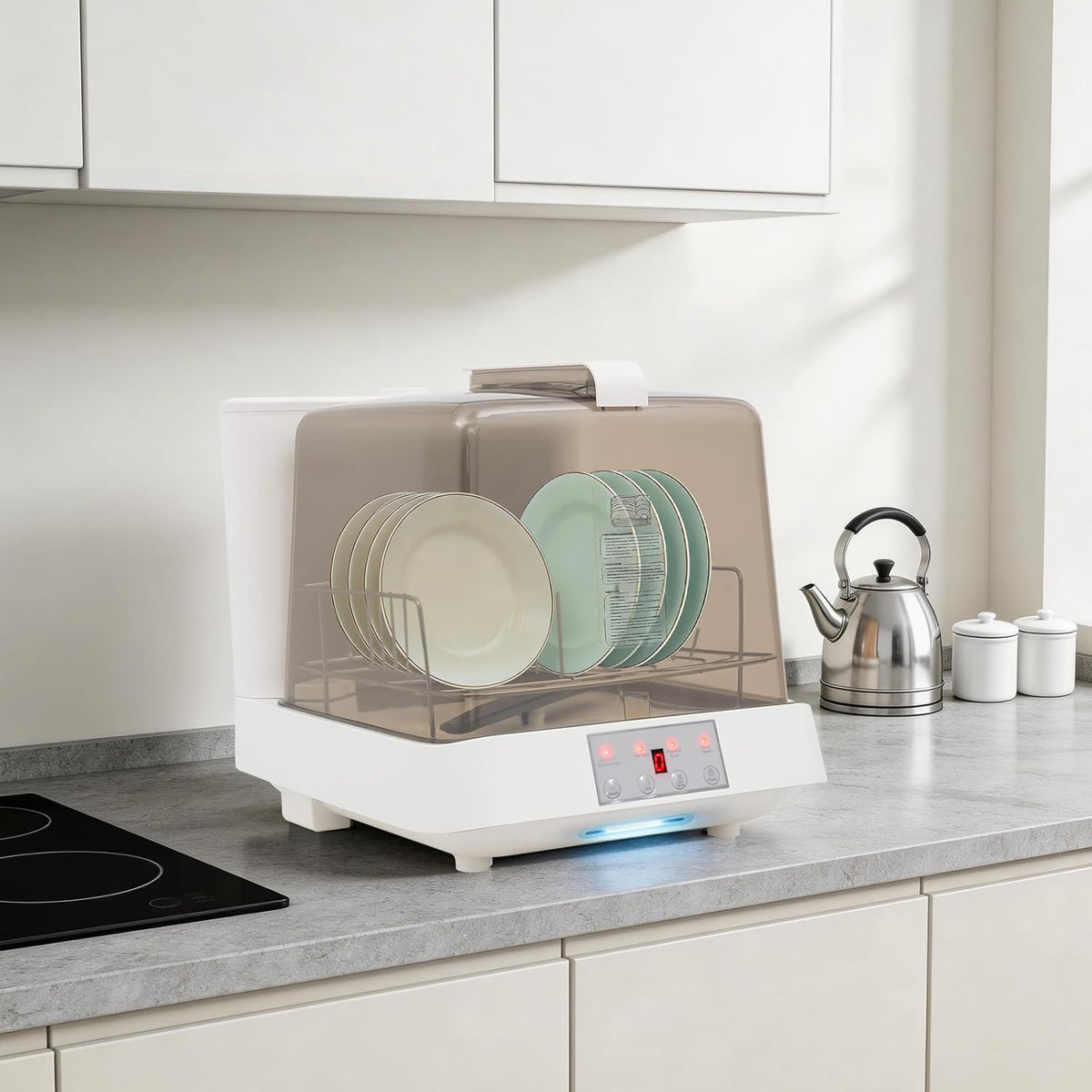 Countertop Dishwashers, 800W Portable Dishwasher Featuring with 6L(1.59G) Built-in Water Tank