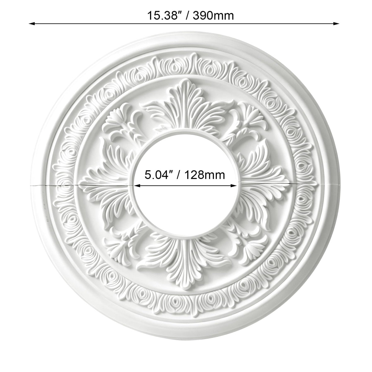 15-3/8" Split Ceiling Medallion, White Primed Light Fixture Canopy