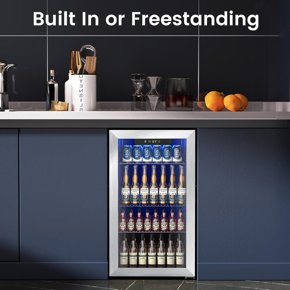 Mini Fridge 130 Can Beverage Refrigerator Cooler, 3.2 Cu.Ft Drink Fridge forSoda Wine Beer