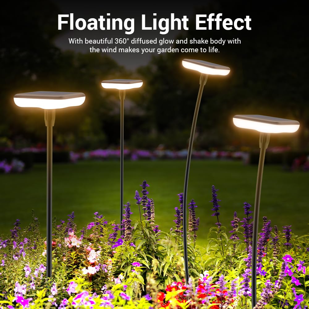 Solar Lights Outdoor Garden 4 Pack Solar Pathway Light 31" Tall Solar Landscape Lights 34LM Bright Up to 12H IP65
