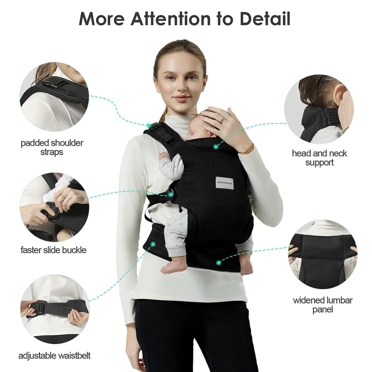 Carrier Newborn to Toddler, Easy Adjustable Toddler Carrier for 7-30lbs, Baby Holder Wrap Carrier, Breathable Mesh