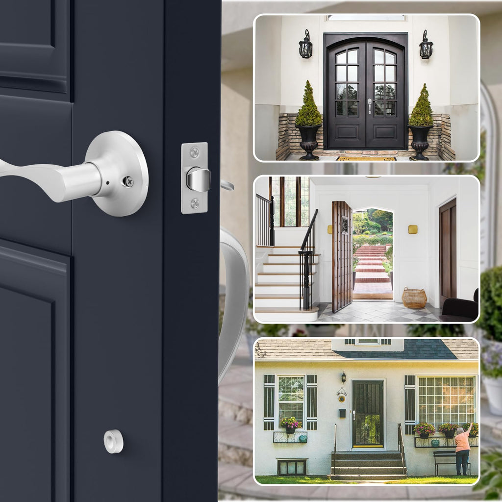 Brushed Nickel Front Door Handle, Front Entry Door Handles No Lock