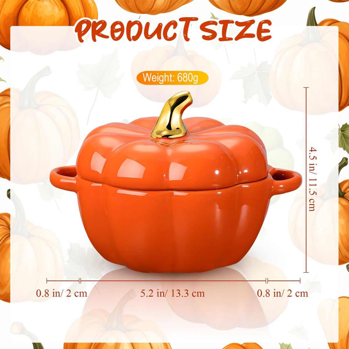 6 Pcs Pumpkin Ceramic Bowl 15 oz Soup Bowl, Orange