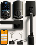 Fingerprint Smart Front Door Lock Set, Matte Black