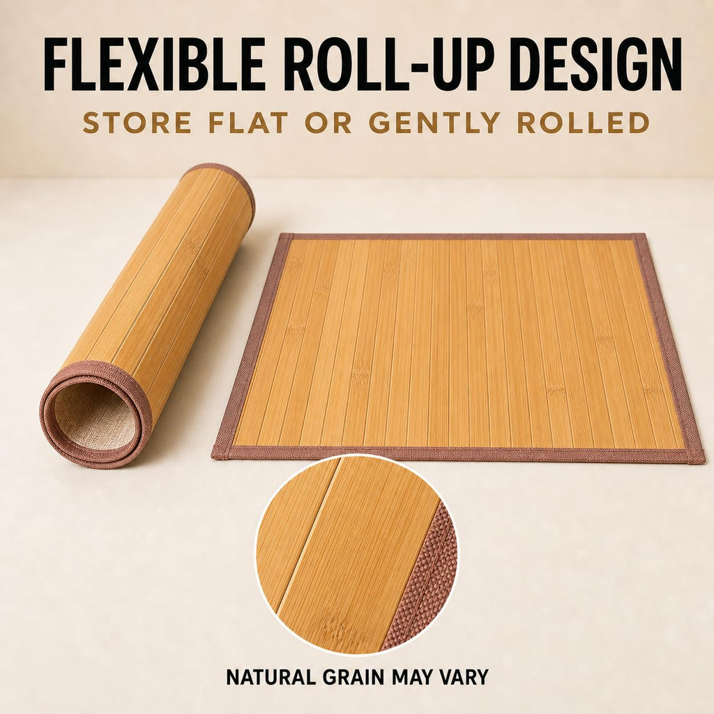 Bamboo Placemats, Set of 4, Woven, 11.8x17.3 Inches, Yellow