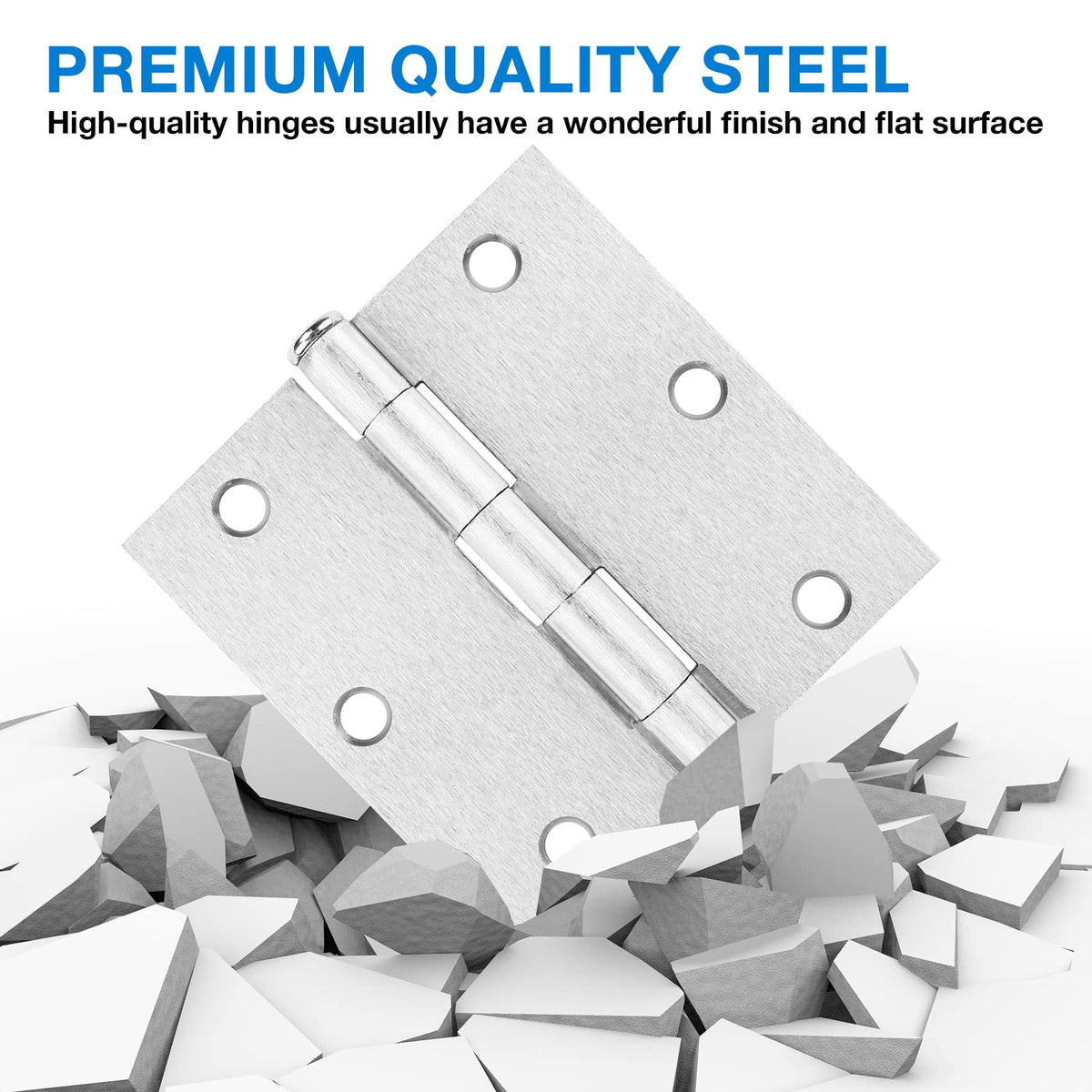 Brushed Nickel Door Hinges 3.5"x3 1/2 Inch Square 12Pack Interior