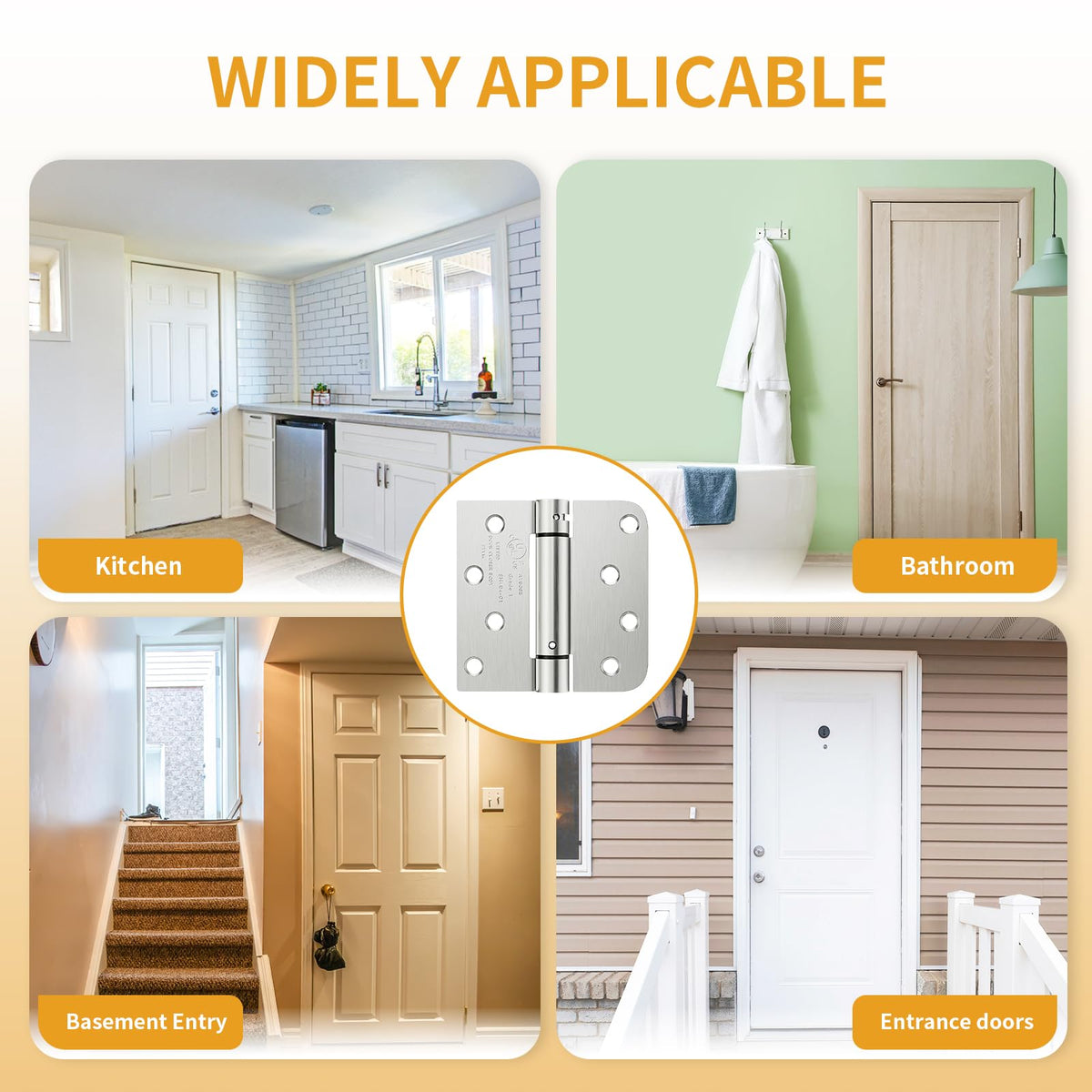 3 Pack Spring Hinges Self Closing 4 Inch, Self Closing Door Hinges