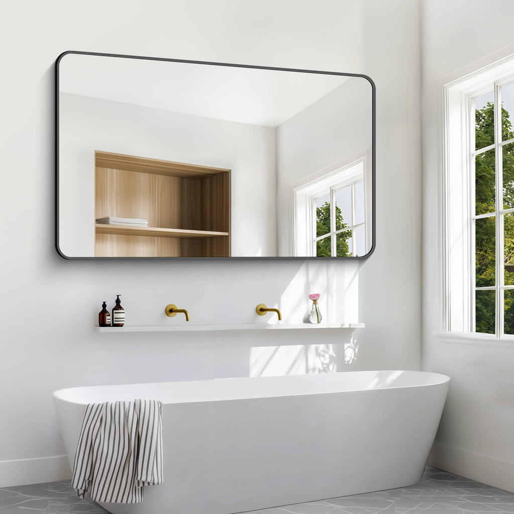 60x36 inch Large Bathroom Mirror, Black Rectangle Mirror