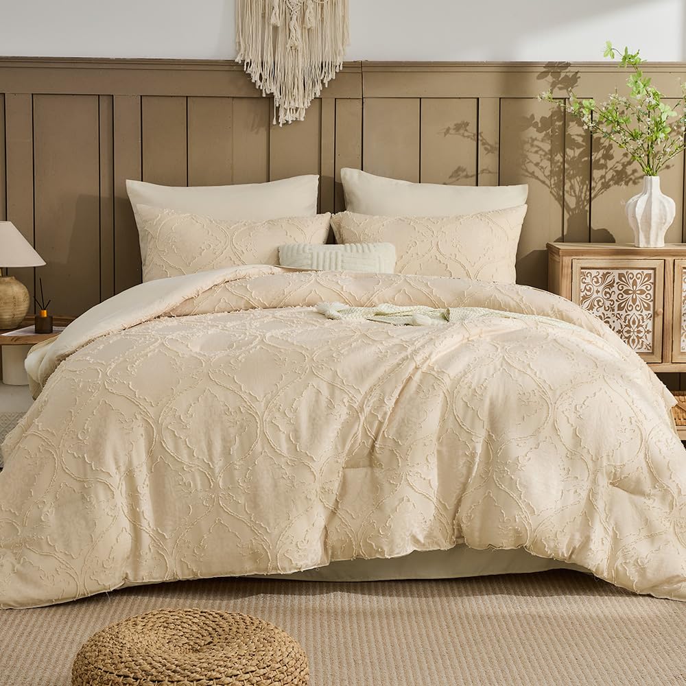 Bohemia Bedding 7 Pieces Tufted Embroidery Boho Paisley Comforter Set Boho Bedding Bohemia Comforter Set Queen for