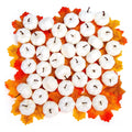 40 PCS White Fake Pumpkins, Mini Pumpkins with Maple Leaves