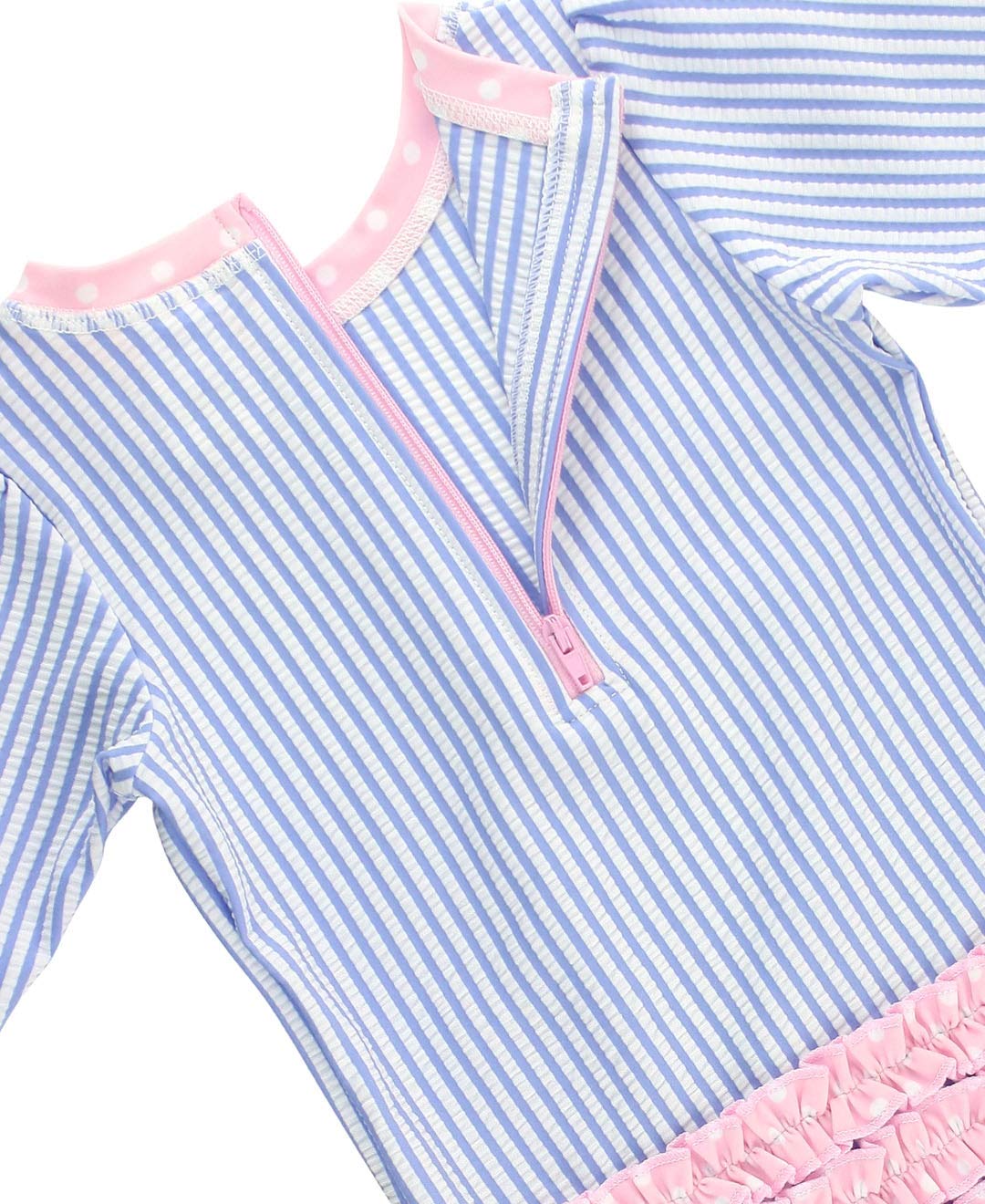 Baby Girls Seersucker Rash Guard - One Piece Swimsuit UPF 50+