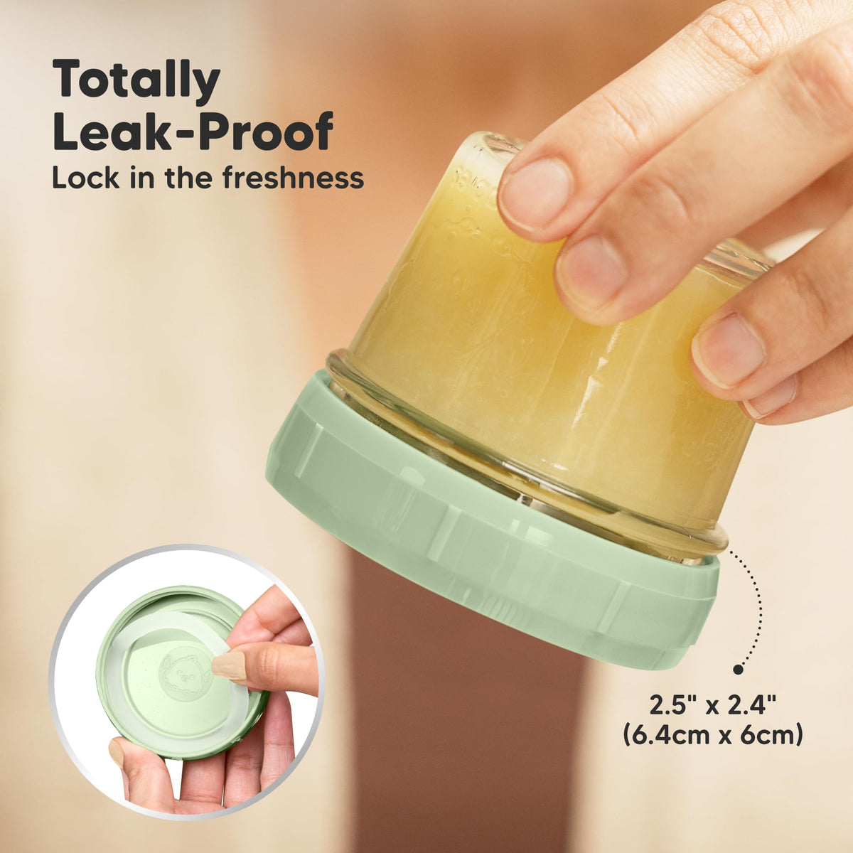 12pk 4oz Glass Baby Food Containers with Lids, BPA-Free, Sage