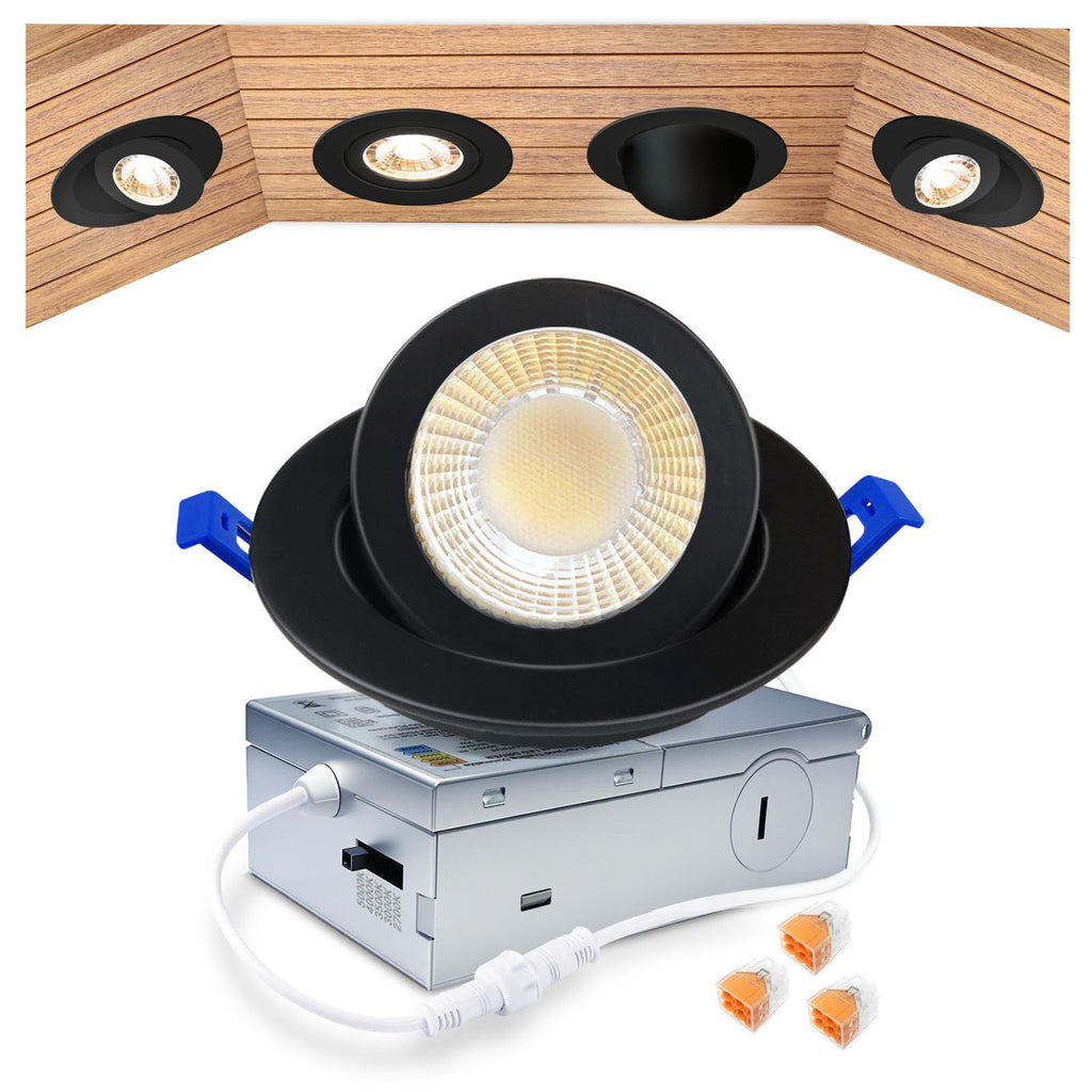 3 Inch Gimbal LED Recessed Lights, 5CCT, 7W 800LM, Black 1 Pack