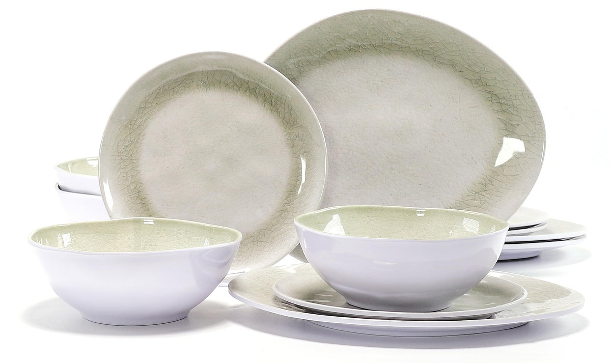Melamine plates and bowls sets, Dishes Set for 4, Unbreakable Dinnerware Sets, Lightweight and Dishwasher Safe, Great