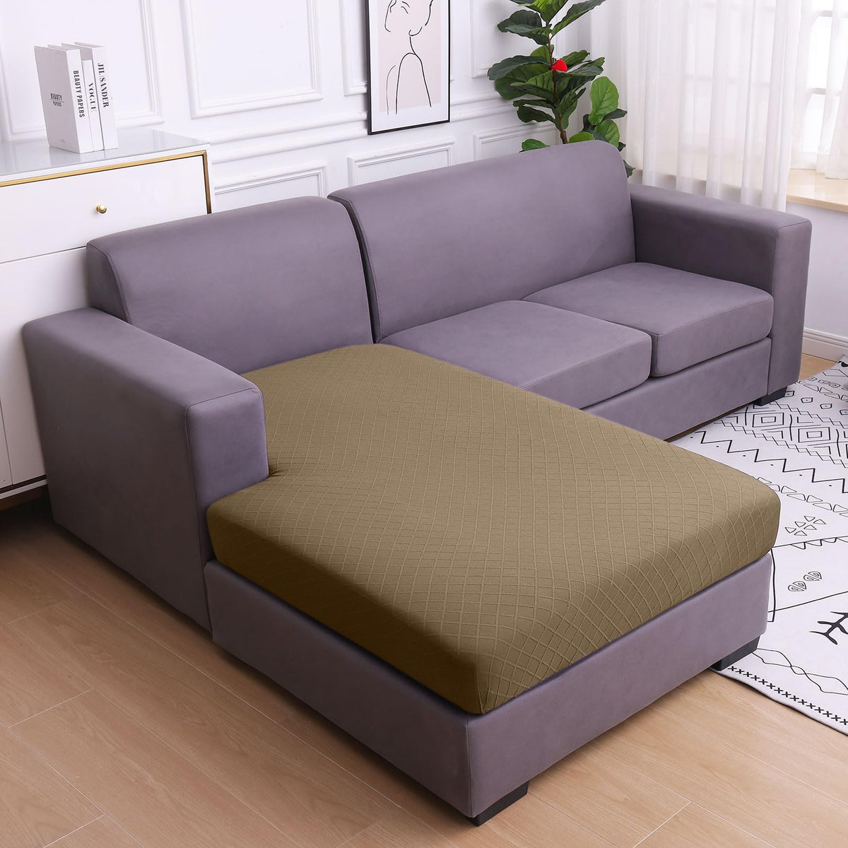 Jacquard Couch Cushion Covers, L Shape Sectional Sofa Slipcovers