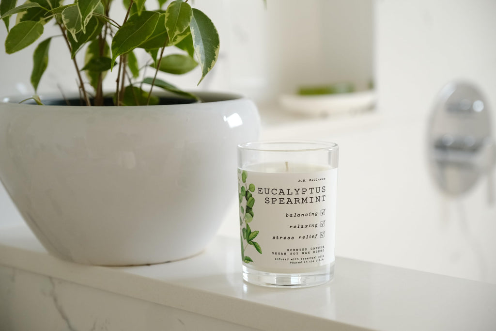 CO - Eucalyptus Spearmint Scented Candle - 9oz, B.B. Wellness Collection Design - 50 hr Burn Time - Poured in