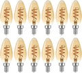 40W Equivalent Soft White (2000K) Edison Dimmable LED Light Bulb 12-Pack, E12 Candelabra Base, 125 Lumens, Amber