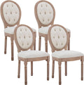 French Country Dining Chairs Set of 4, Vintage Louis-Style Chairs with Carved Solid Wood Frame