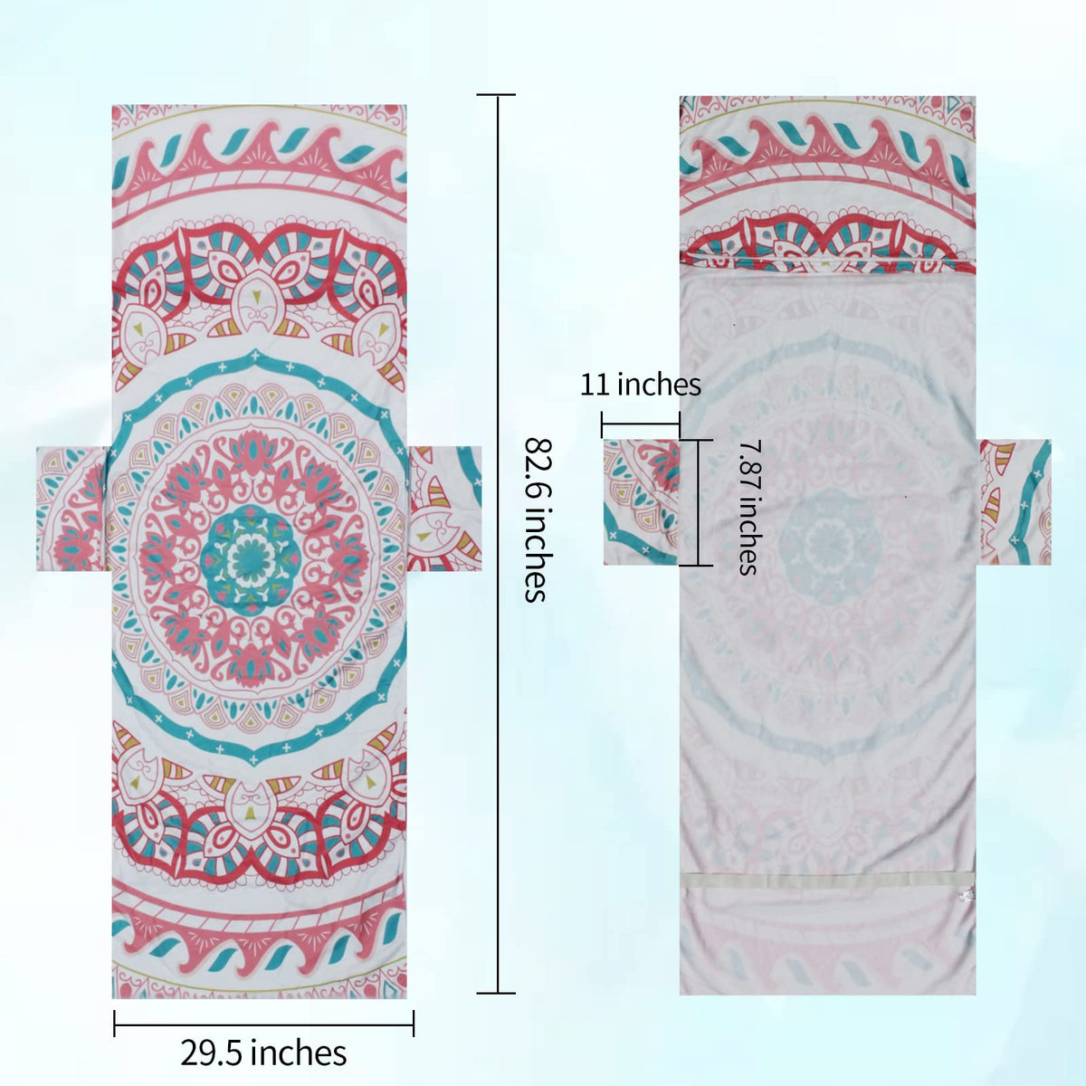 Bohemia Beach Chair Cover with Side Pockets Thick and Quick Dry Chaise Lounge Chair Towel Cover for Sun Lounger Pool