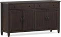 Connaught Buffet - 67 inch Wide Solid Wood 4 Door Sideboard Cabinet in Dark Chestnut Brown