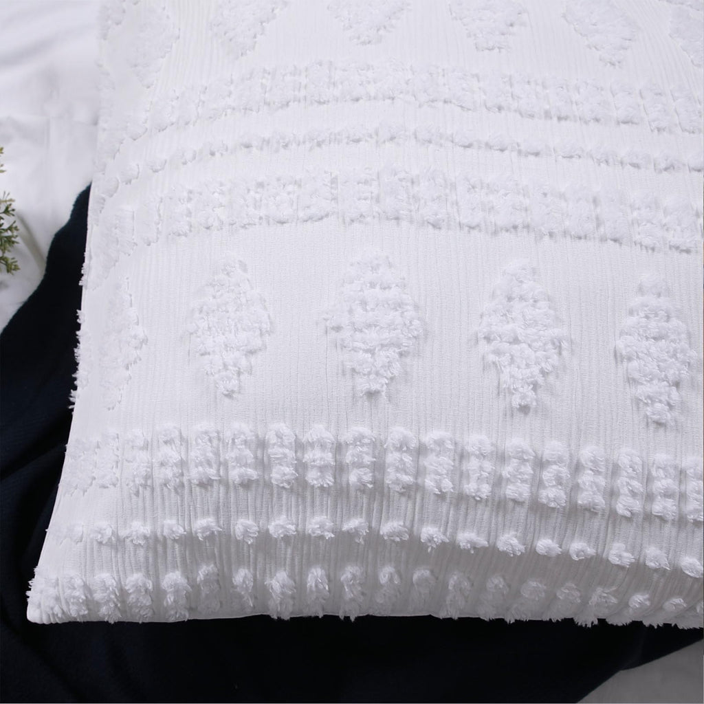 Tufted Pillow Shams White Set of 2 Boho Pillowcases Shabby Chic