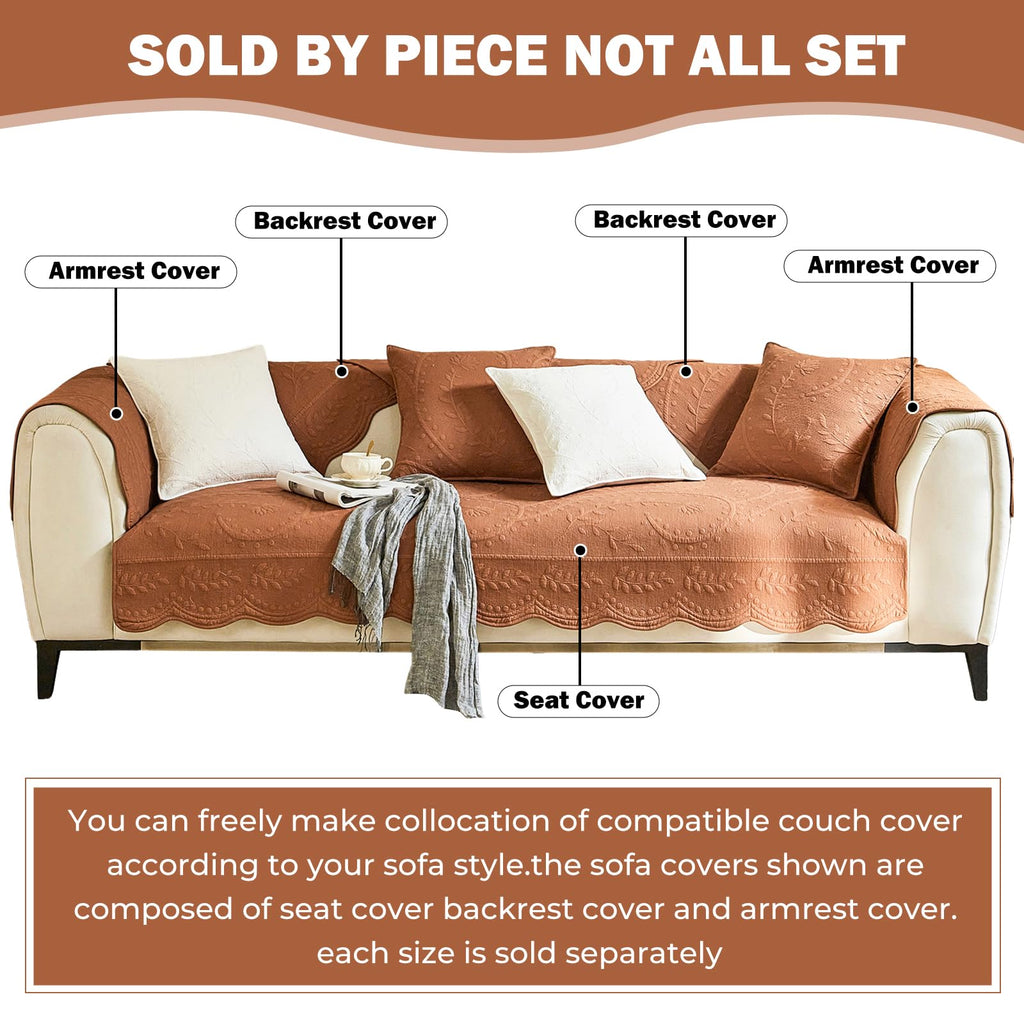 Cotton Quilted Couch Cover for Sofa Sectional Sofa Covers Washable(Orange, 36"x94")