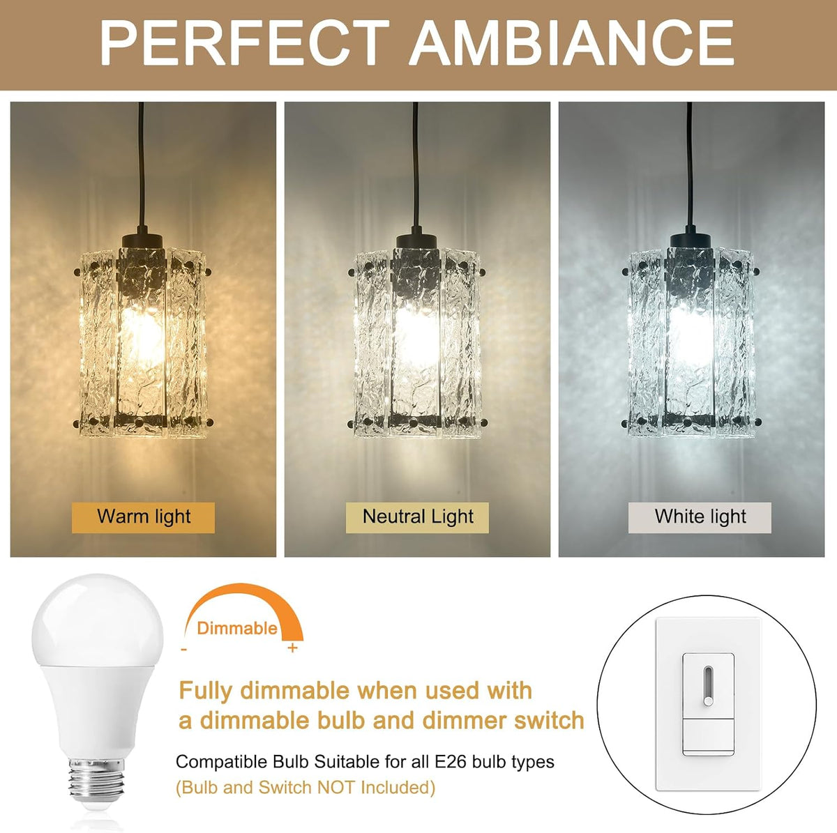 Black Pendant Lights Kitchen Island 2 Pack Modern Water Ripple Glass Pendant Lights Fixtures Round Adjustable Hanging