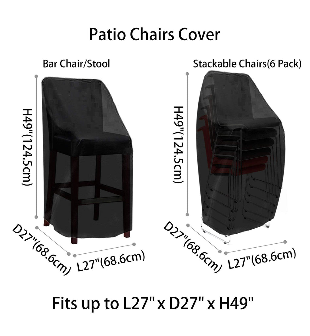 Outdoor Chair Covers, High Back Waterproof, Heavy Duty Patio Furniture Covers, Stackable Outdoor Bar Stool Covers