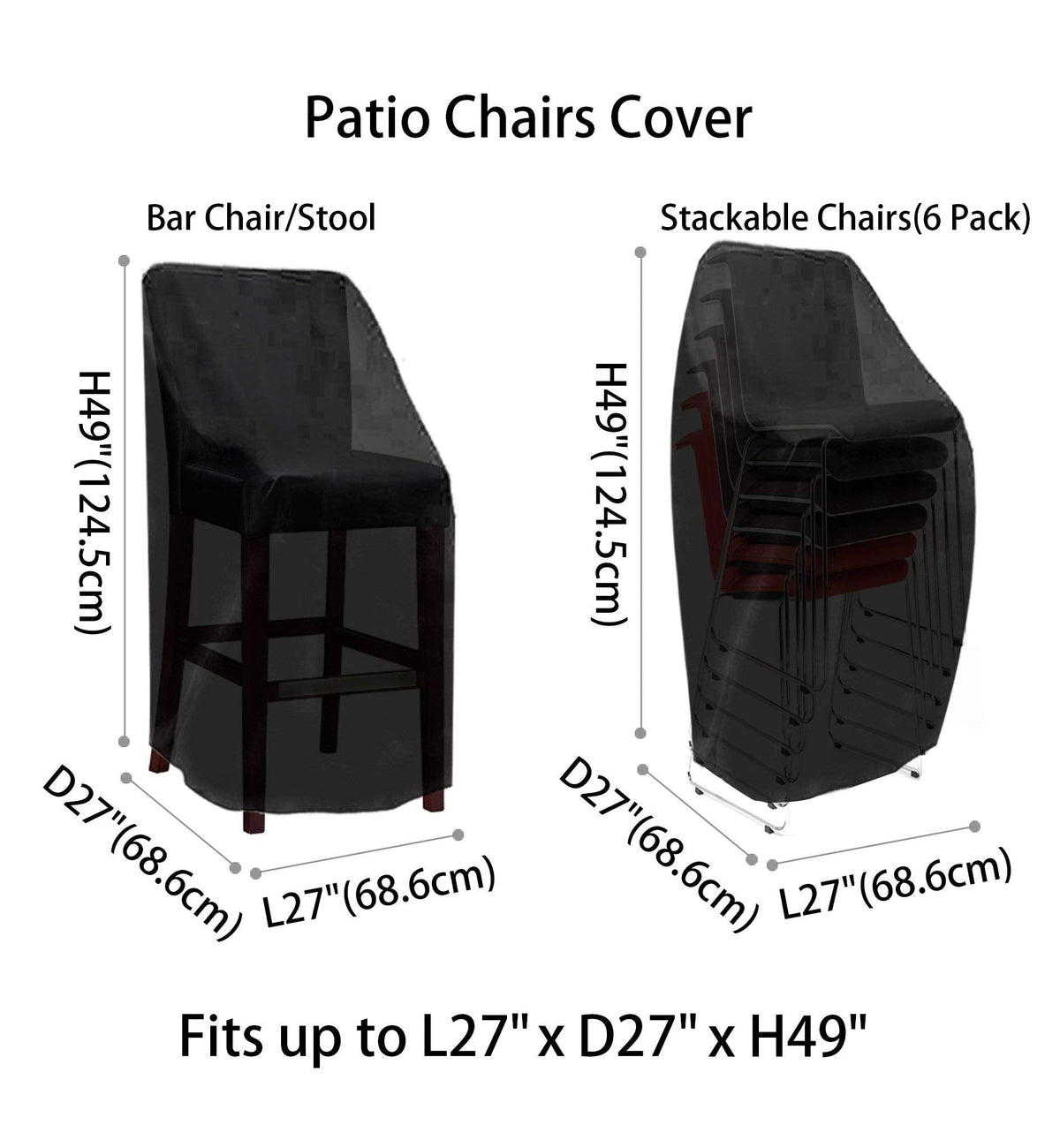 Outdoor Chair Covers, High Back Waterproof, Heavy Duty Patio Furniture Covers, Stackable Outdoor Bar Stool Covers