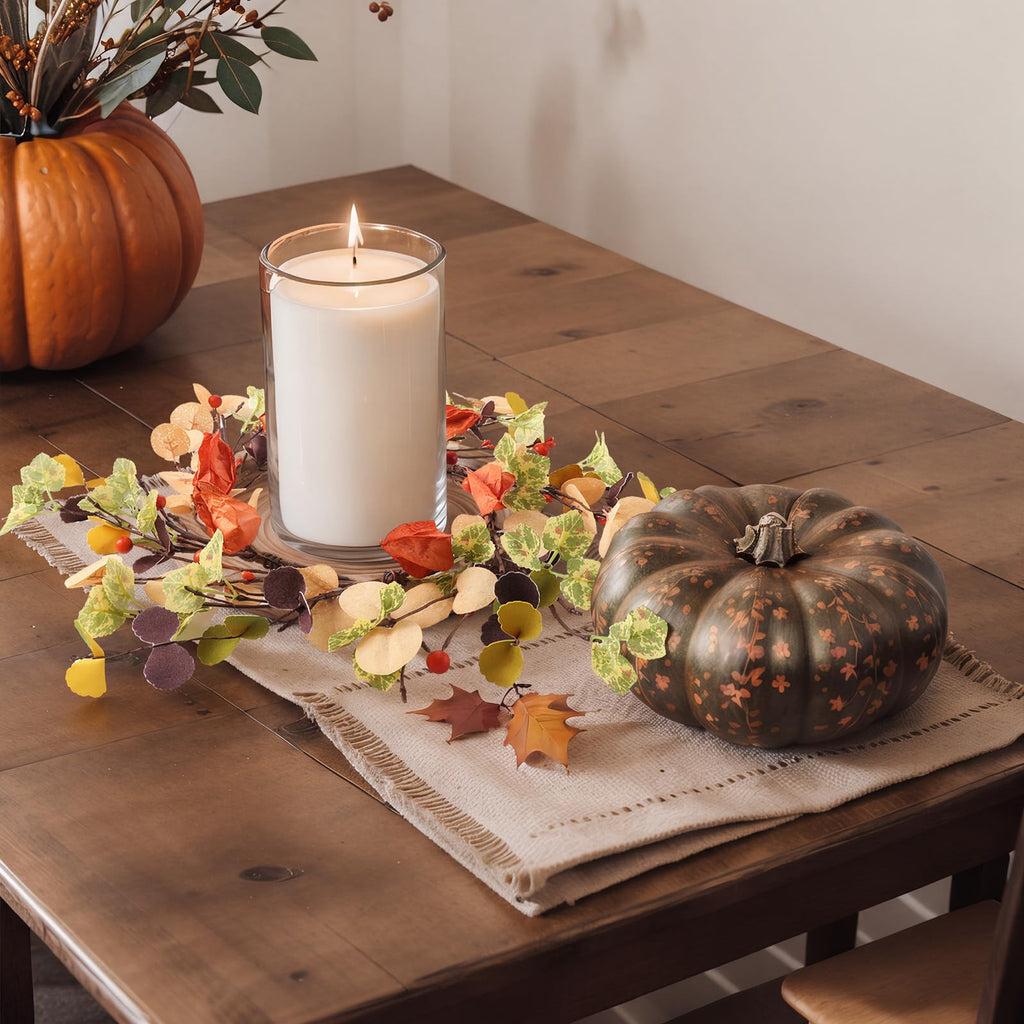 1 Pc Fall Candle Rings Wreath, 6.5'' Inner, Autumn Berry