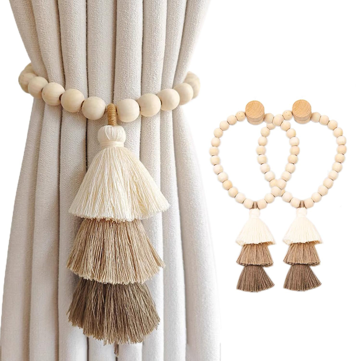 Curtain Tiebacks for Curtains 2 Pack, Decorative Magnetic Curtain Holdbacks for Drapes, Handmade Tie Backs No
