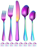 40-Piece Rainbow Silverware Set,Stainless Steel Flatware Set for 8