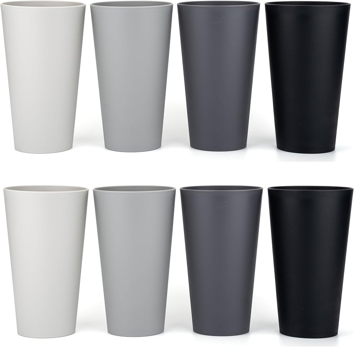 32-ounce Plastic Tumblers Large Drinking Glasses, set of 8 Grey Stone