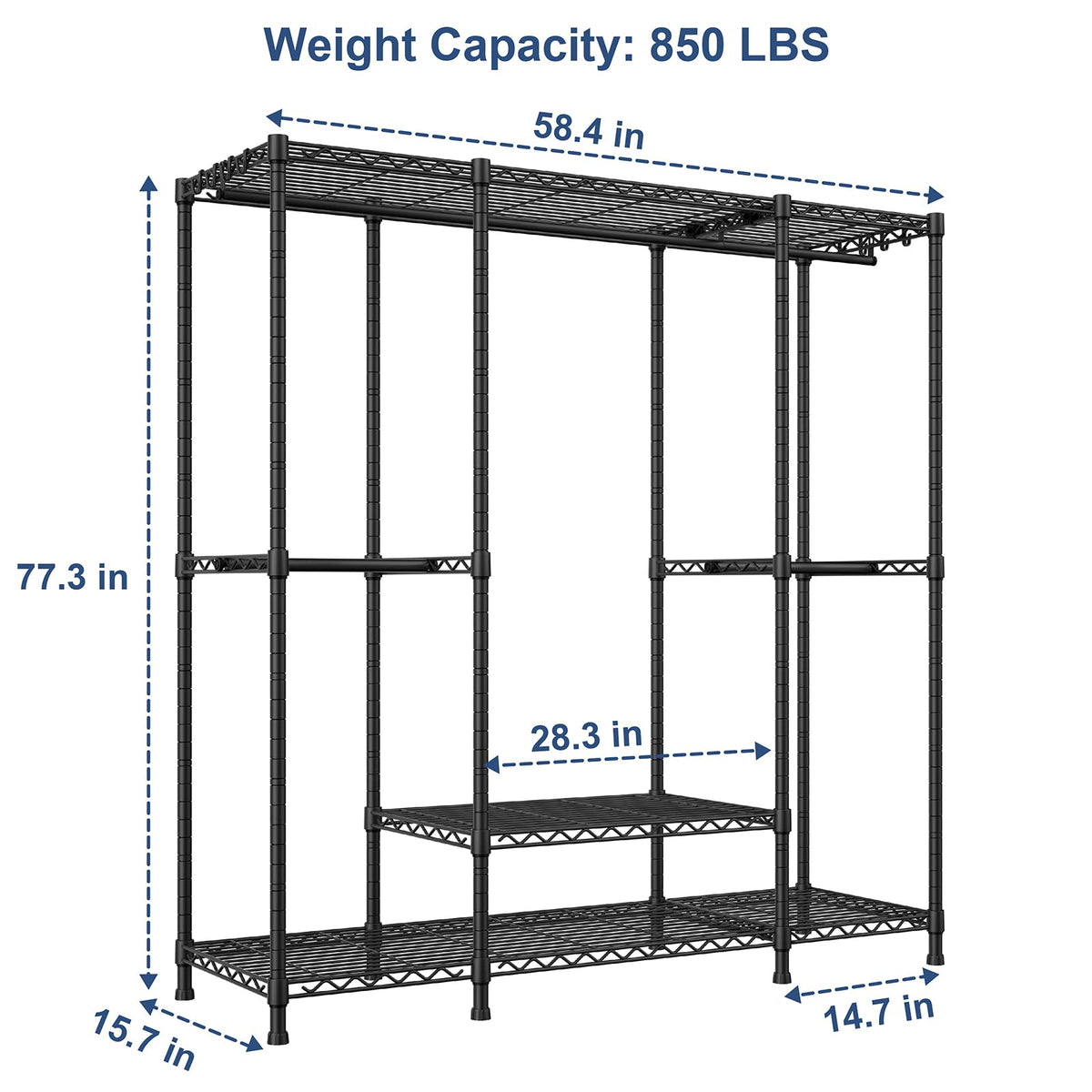 E3 Heavy Duty Garment Rack 4-Tier Freestanding Closet Organizer System