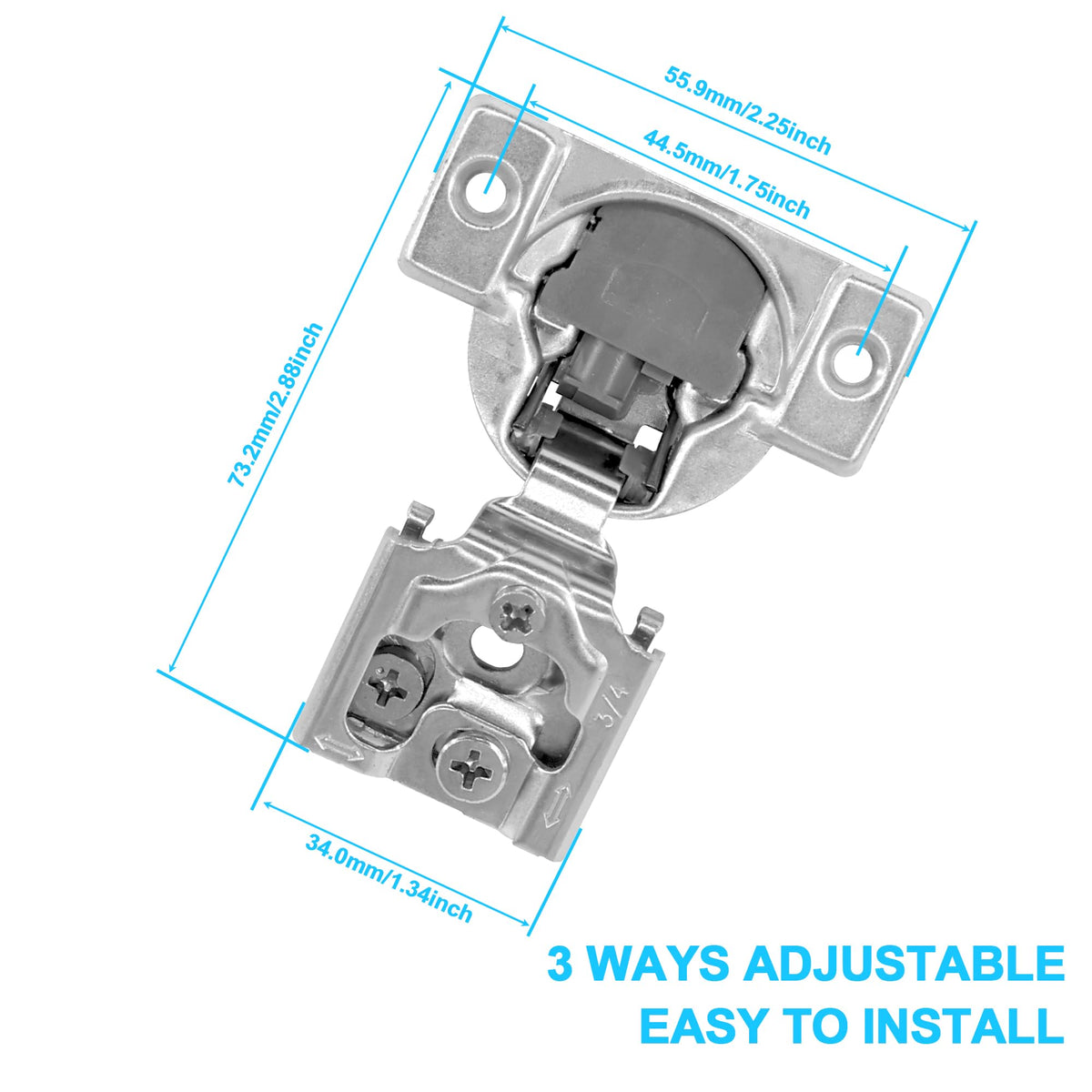 30 Pack 3/4 Inch Overlay Soft Close Cabinet Hinges
