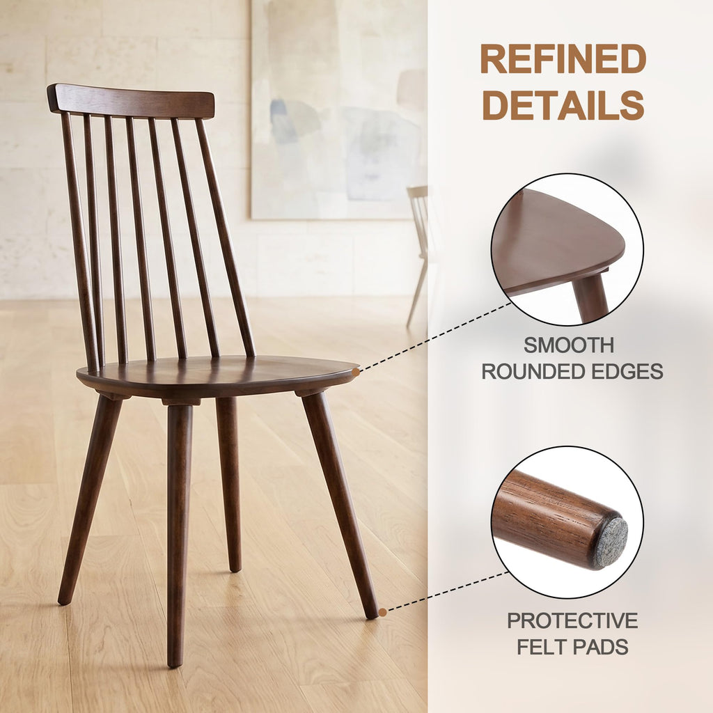Windsor Wooden Dining Chairs Set of 4, Spindle Back Dining Chairs