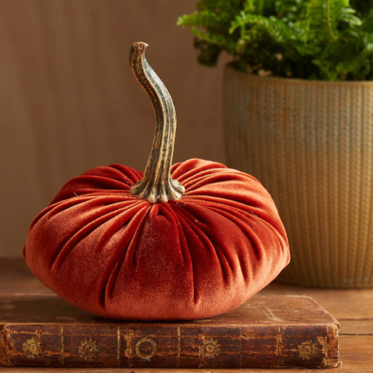 Set of 4 Small Velvet Pumpkins, elegant luxe gift set for new apartment, Thanksgiving centerpiece, bowl filler for