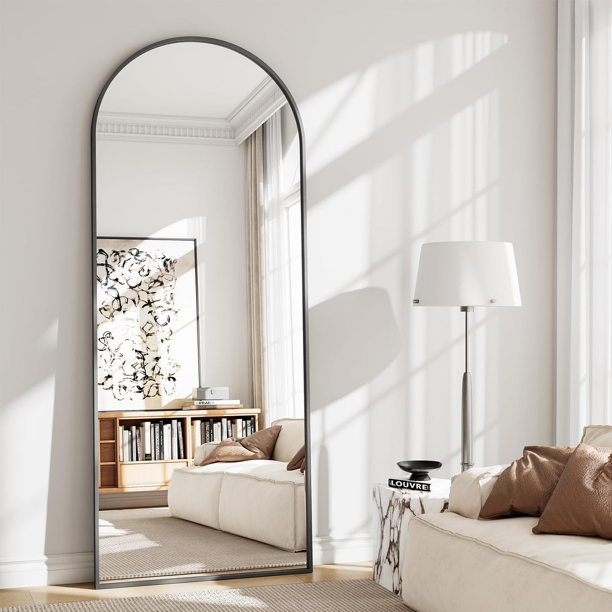 Full Body Mirror 26x71 inch Arched Full Length Mirror with Stand Aluminum Wall Mounted Hanging or Leaning Standing