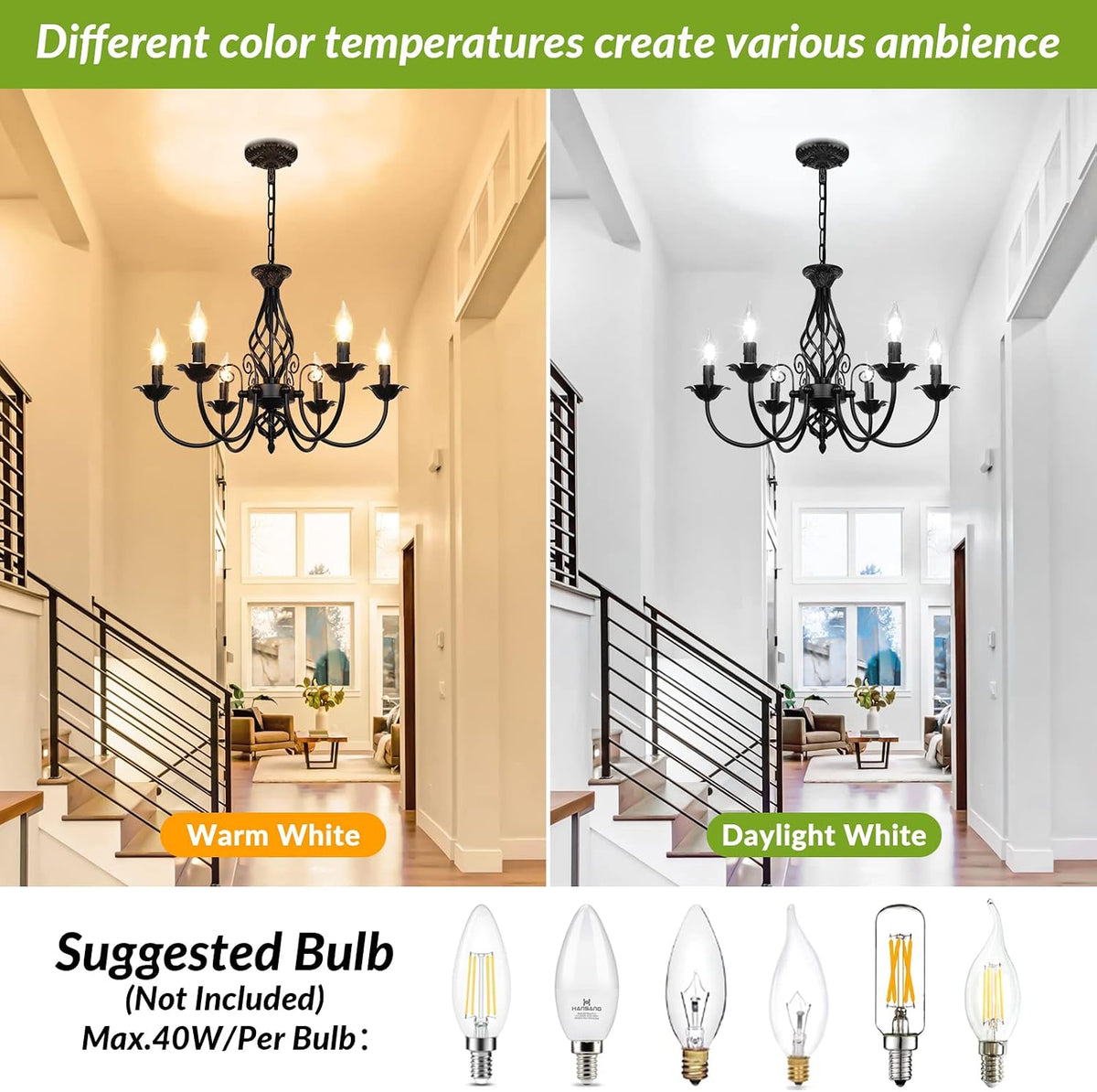 6-Light Farmhouse Candle Chandelier