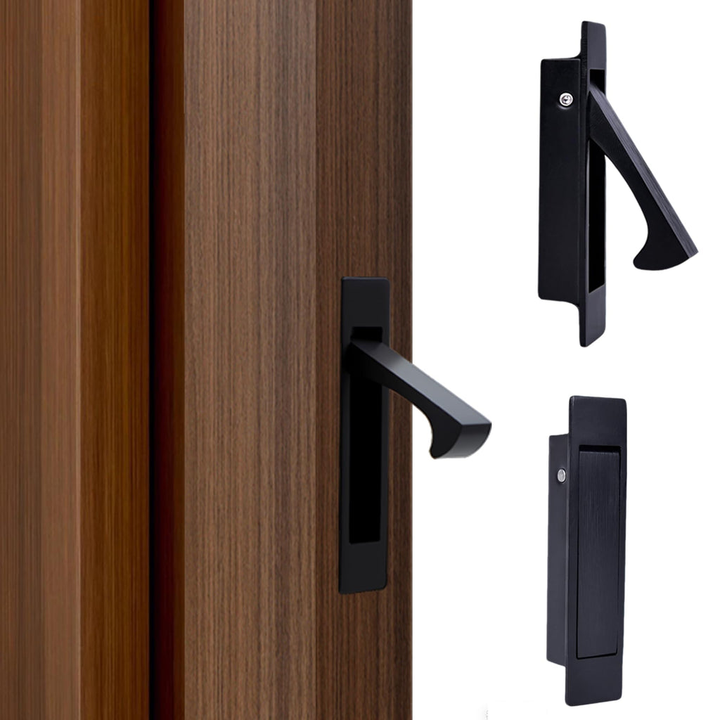 Pocket Door Handles Edge Pull,Flush Finger Hardware,Matte Black,2