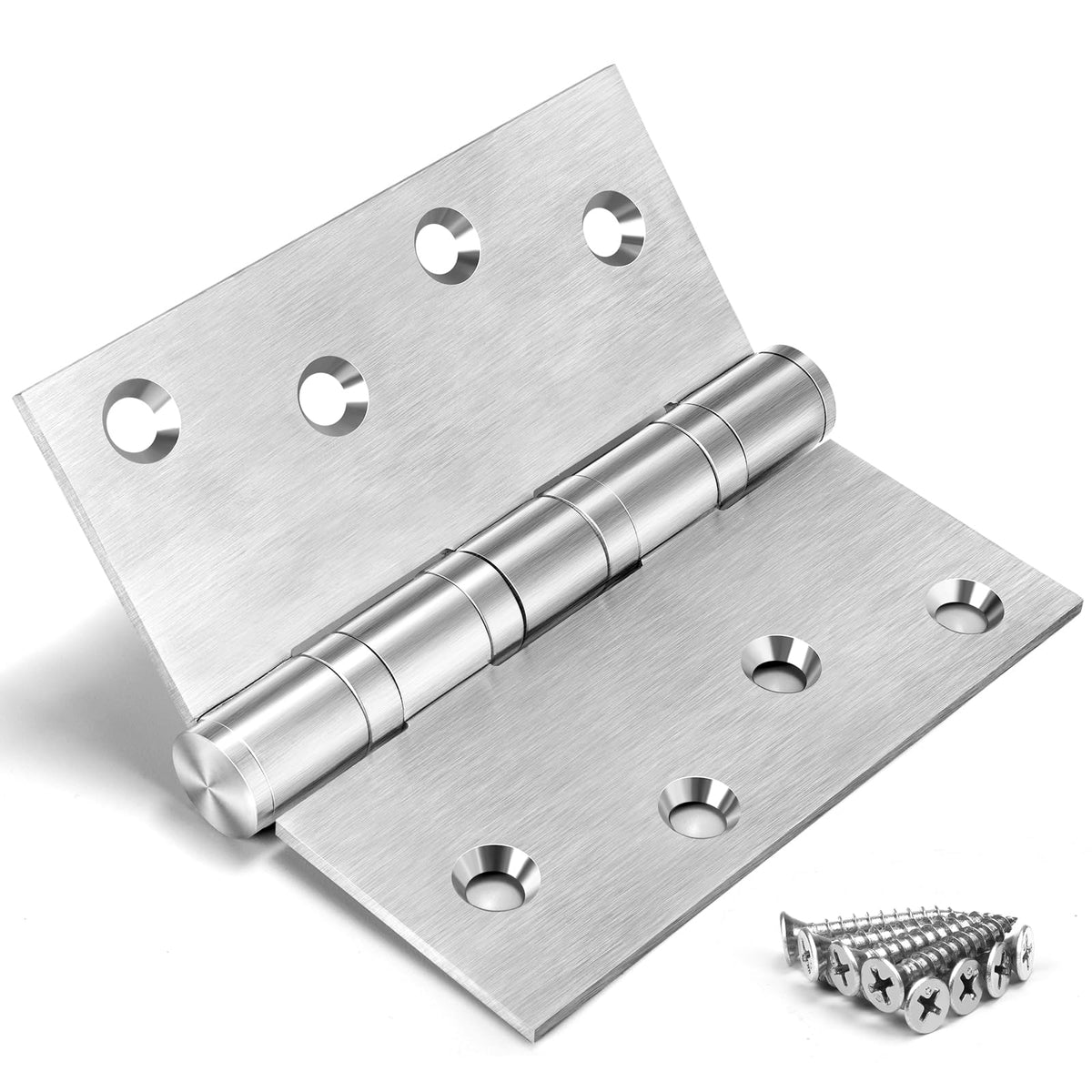 3 Pack Ball Bearing Door Hinges, 4in x 4in Heavy Duty Stainless Steel Door Hinges for Exterior & Interior Doors