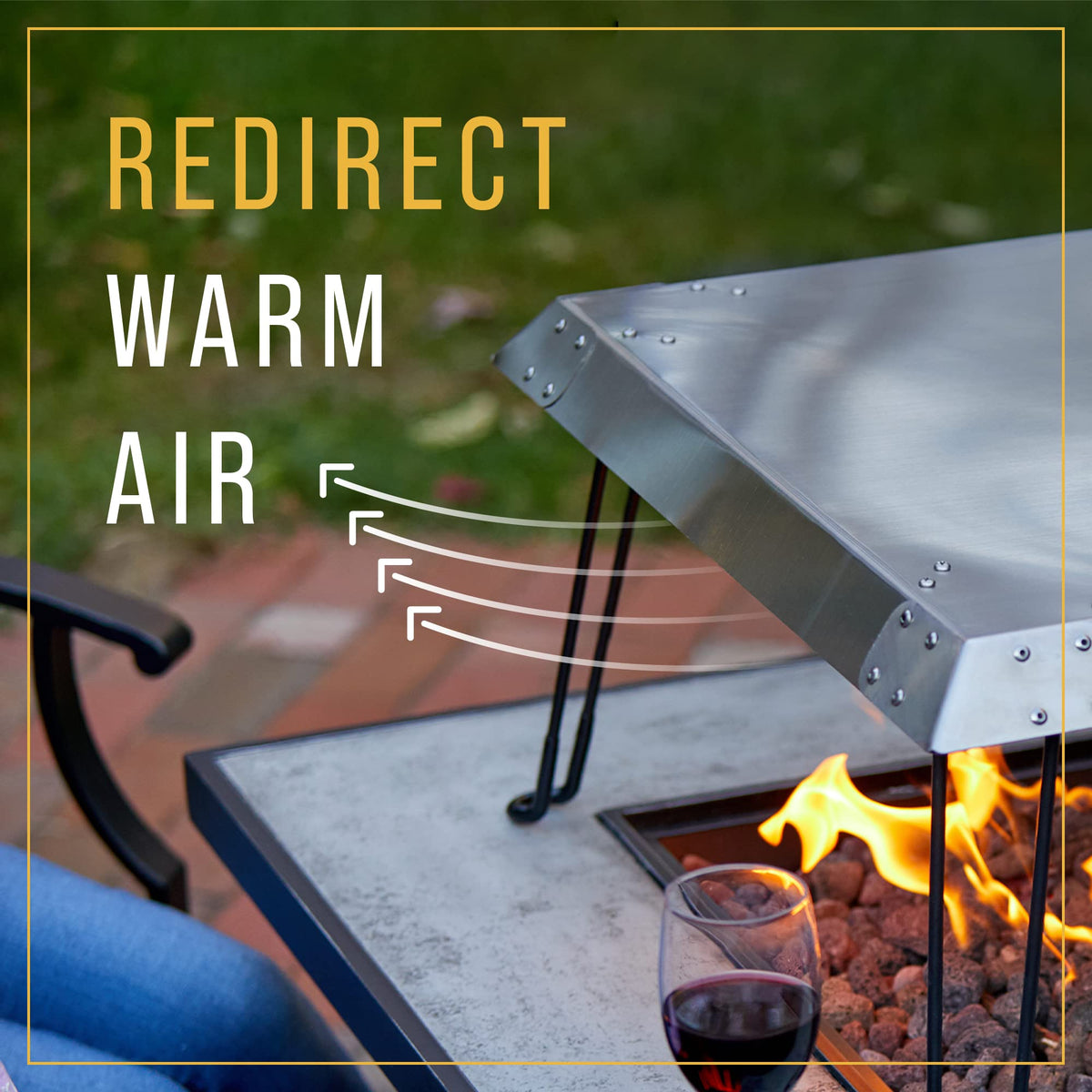 Stainless Steel Fire Pit Heat Deflector - Outdoor Heat Shield for Tabletop & Camping Stove