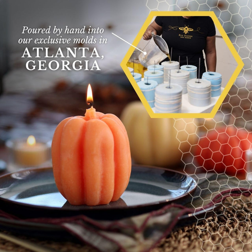 Beeswax Pumpkin Candle, Orange (3 x 3.25in)