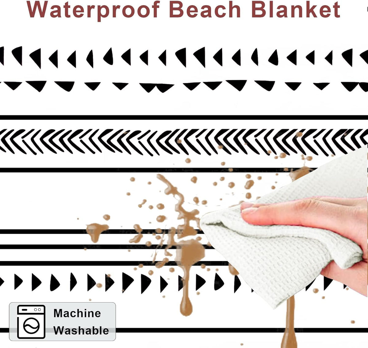 Beach Blanket Waterproof Sandproof, Extra Large Beach Blanket Sand Free with Stakes & Carry Bag, Lightweight Foldable