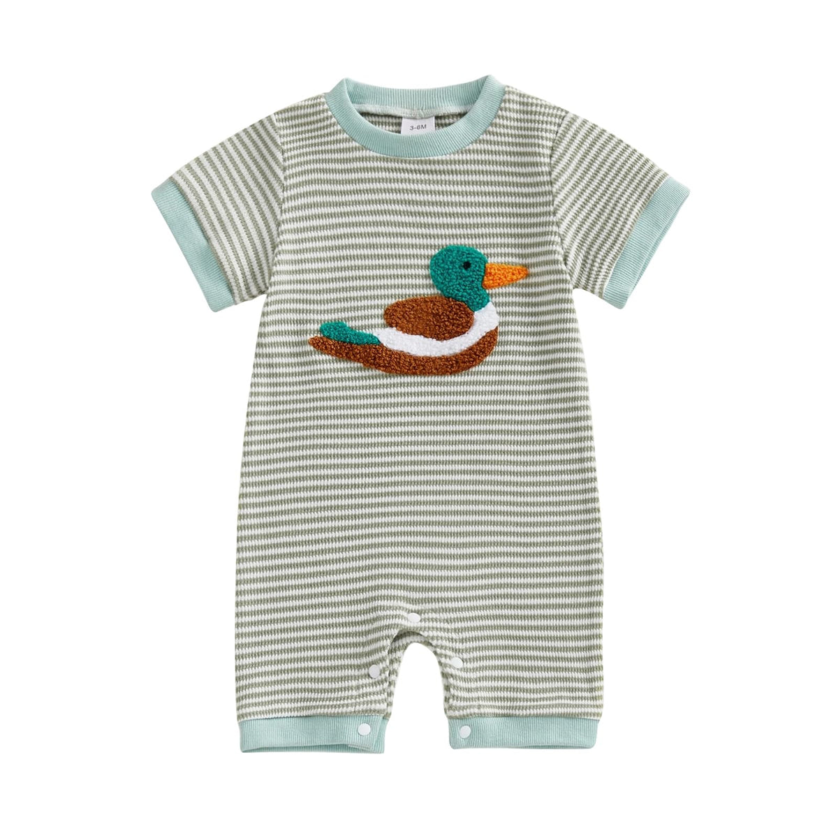 Infant Baby Boy Short Sleeve Romper Jumpsuit Pants Mallard Duck Waffle Knit Outfit Summer One Piece Clothes