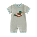 Infant Baby Boy Short Sleeve Romper Jumpsuit Pants Mallard Duck Waffle Knit Outfit Summer One Piece Clothes