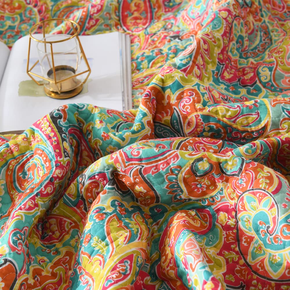 Paisley Quilt Sets, Soft Cotton Bedspread with 2 Shams