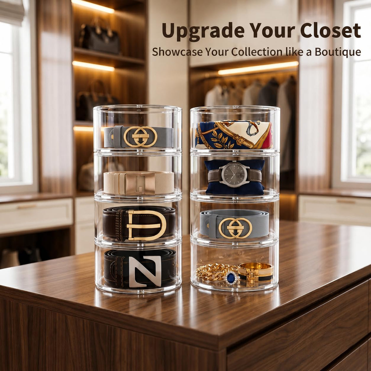 Belt Organizer for Closet, Acrylic Belt Display Storage, Magnetic