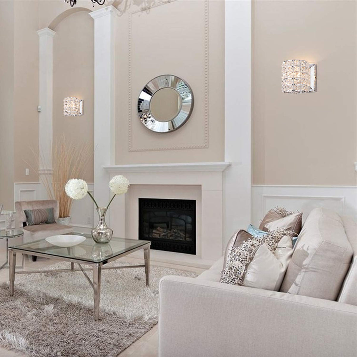 Modern Chrome Crystal Wall Sconces, Elegant Bathroom Vanity Wall Light Fixtures Bedroom Bathroom Hallway Entryway