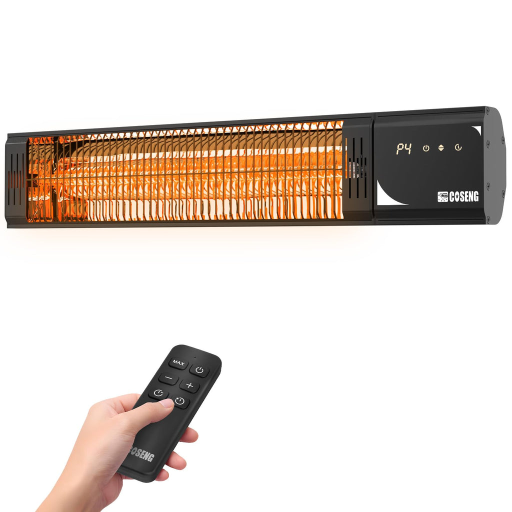 Outdoor Heaters 1500W, 3s Rapid Heating, IP65 Waterproof, 4 Heat Levels, 24H Timer & Memory Function, Touchscreen